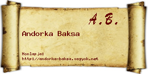 Andorka Baksa névjegykártya